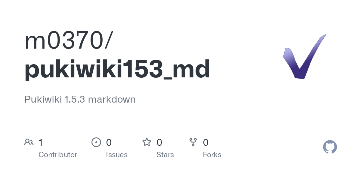 GitHub - m0370/pukiwiki153_md: Pukiwiki 1.5.3 markdown